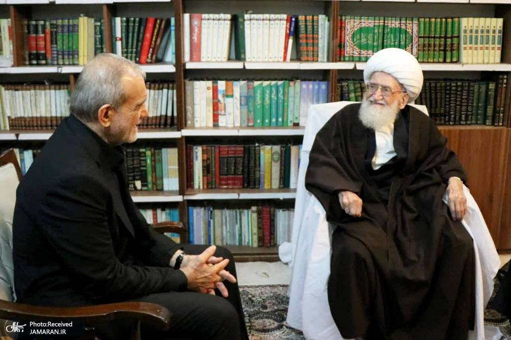 آیت‌الله العظمی نوری همدانی در دیدار پزشکیان (1)