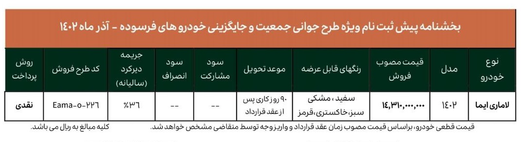 جزییات فروش لاماری