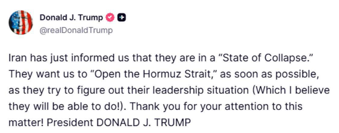 ترامپ در پست جدید خود در شبکه تروث سوشیال مدعی شد