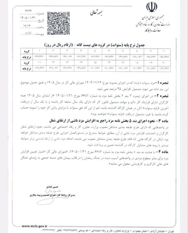 بخشنامه پایه سنوات و طرح طبقه بندی مشاغل ۱۴۰۵ 3