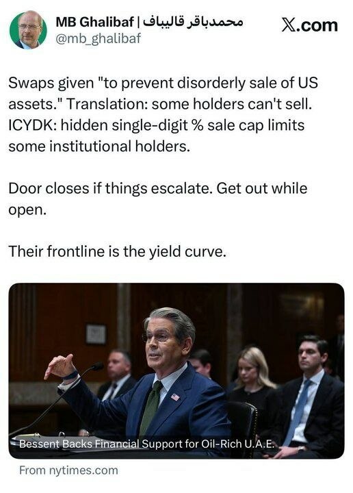 واکنش قالیباف به اظهارات وزیر خزانه‌داری آمریکا