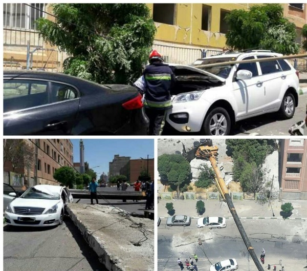 سقوط جرثقیل در نگین پارک تبریز   مجروج‌شدن یک نفر و خسارت به 3 خودرو