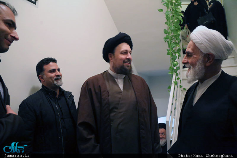 حضور سید حسن خمینی در منزل مرحوم حاج شيخ محمد حسن قرهى(ره)