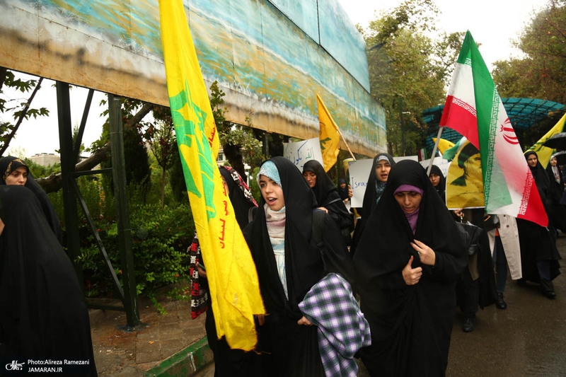 تجمع اعتراضی دانشجویان در دانشگاه تهران به جنایات رژیم صهیونیستی