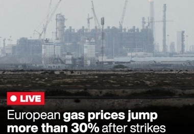 قیمت گاز اروپا بیش از ۳۰٪ جهش کرد