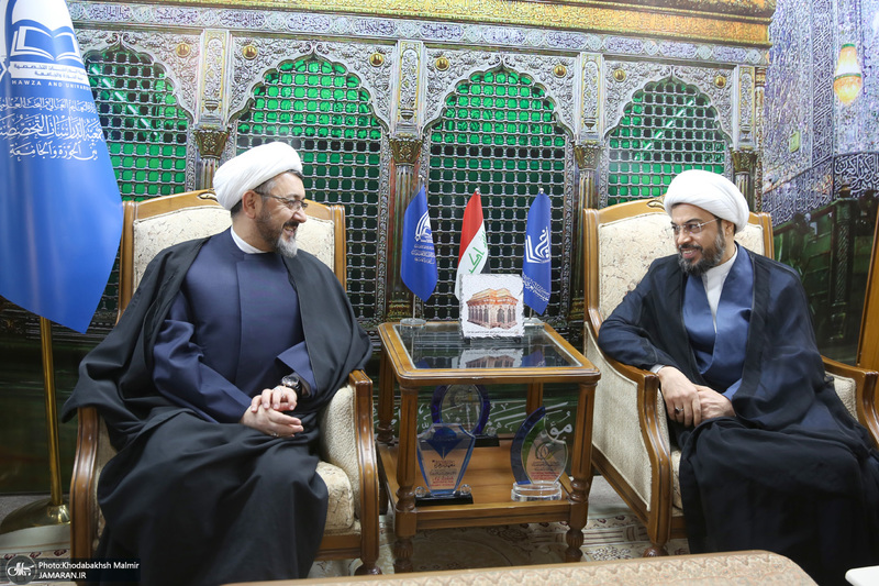 دیدار علی کمساری با شیخ الهاشمی رئیس موسسه الغری در نجف