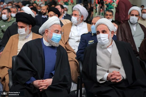 حضور حسن روحانی در دیدار مسئولان نظام و سفرای کشورهای اسلامی با رهبر معظم انقلاب + تصاویر