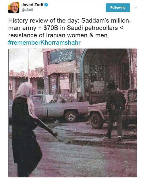 ظریف: ارتش میلیونی صدام، کوچکتر از مقاومت زنان و مردان ایرانی