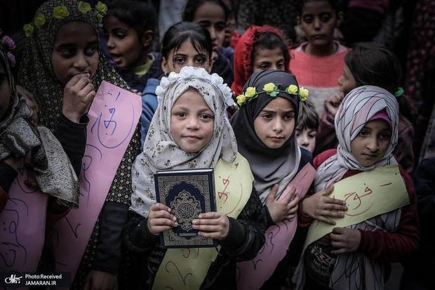مراسمی برای کودکان فلسطینی حافظ قرآن در غزه + عکس ها