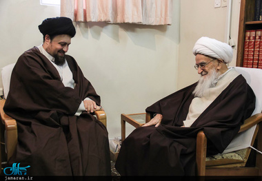 سید حسن خمینی با آیت الله العظمی صافی گلپایگانی دیدار کرد
