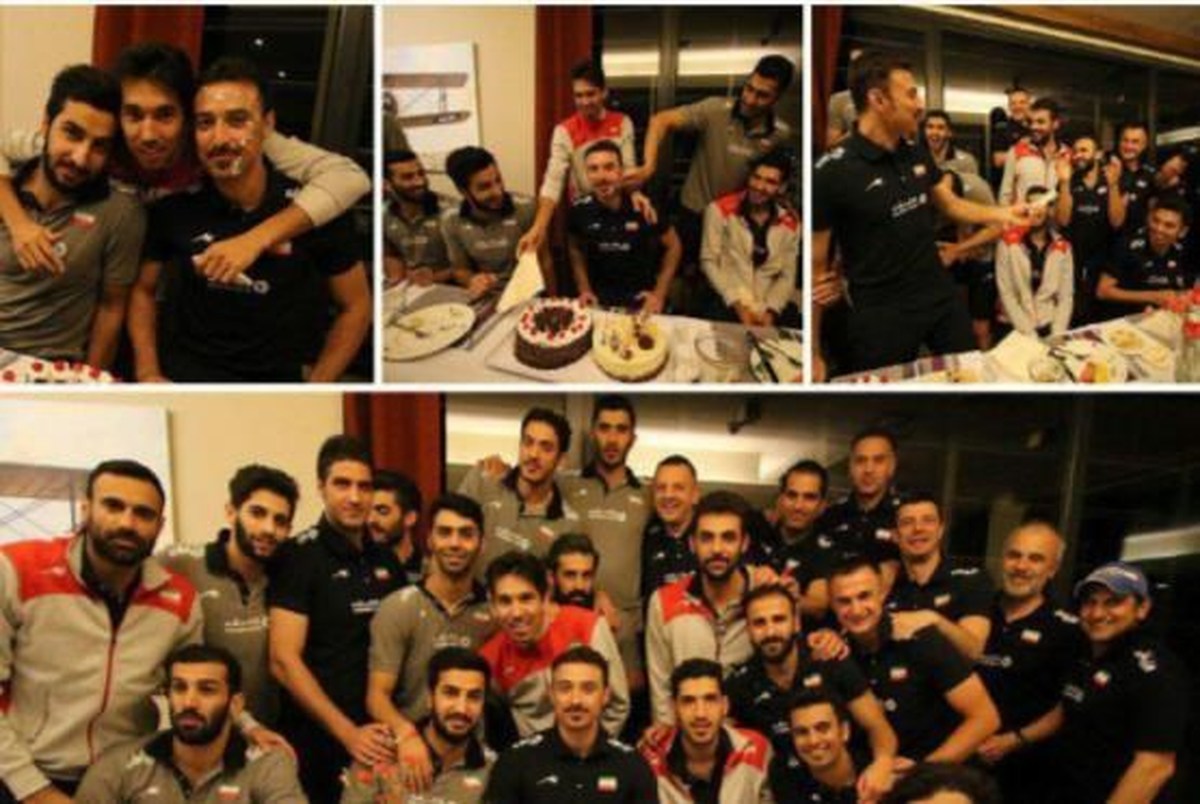 تصویری از جشن تولد ملی پوش والیبال ایران در لهستان