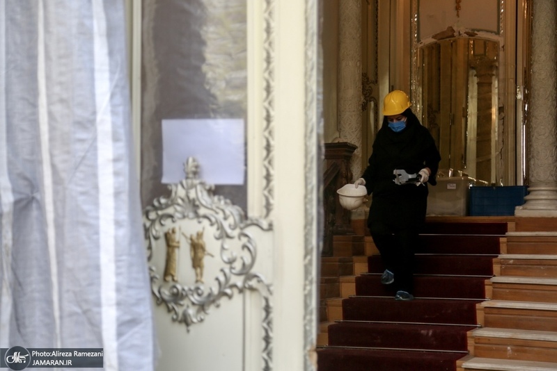 خسارات برجاى مانده از جنگ رمضان در كاخ سعد آباد