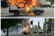 راننده پراید پس از دومین جریمه امروزش، ماشین خود را آتش زد ! + عکس