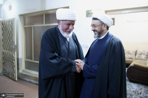 دیدار علی کمساری با شیخ ابوخوله رئیس مدرسه امام خمینی و علوم اسلامی در نجف اشرف