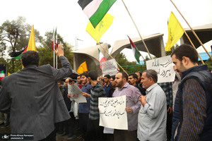 تجمع اعتراضی دانشجویان در دانشگاه تهران به جنایات رژیم صهیونیستی