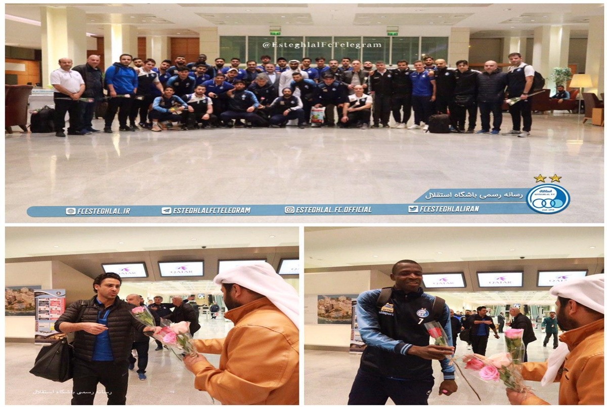 استقبال مسئولان باشگاه الریان از کاروان استقلال در فرودگاه دوحه + عکس
