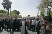 راهپیمایی در قم در اعتراض به هتک حرمت منافقین به تمثال امام خمینی (1)