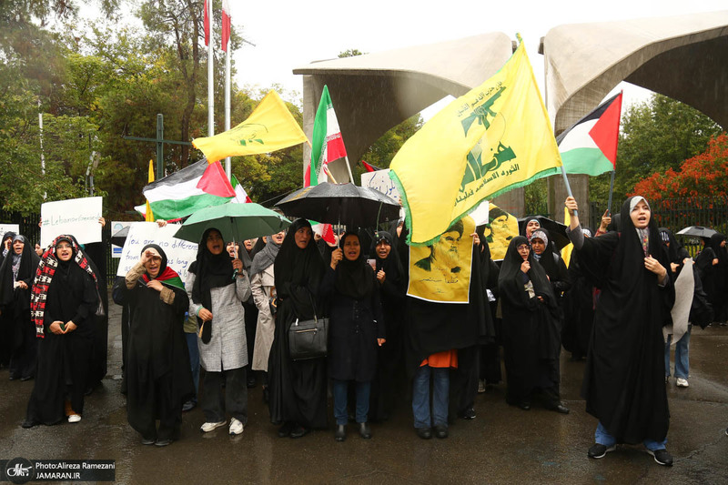 تجمع اعتراضی دانشجویان در دانشگاه تهران به جنایات رژیم صهیونیستی