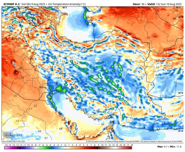 هوا خنک می شود، از فردا (یکشنبه 19 مرداد 1404) + نقشه