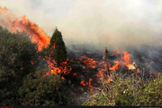 اعزام نیروهای مردمی و امدادی با بالگرد برای ادامه مهار آتش سوزی کوه خامی