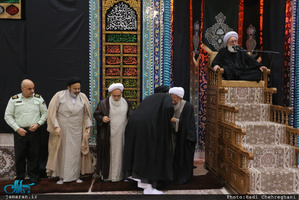 عزاداری اباعبدالله الحسین(ع) در بیت آیت الله العظمی جوادی آملی با حضور سید علی خمینی