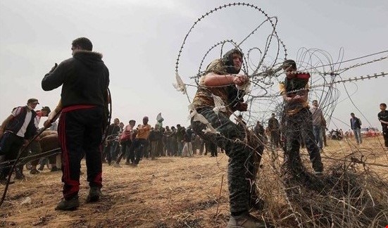 شهادت 3 فلسطینی در نوار غزه و شرکت رئیس دفتر سیاسی حماس در تظاهرات 