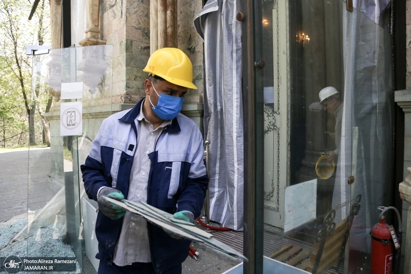 خسارات برجاى مانده از جنگ رمضان در كاخ سعد آباد