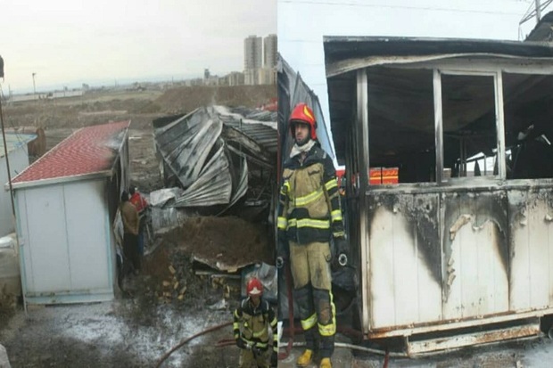 آتش سوزی دو کانکس کارگاهی در شهر قزوین مهار شد