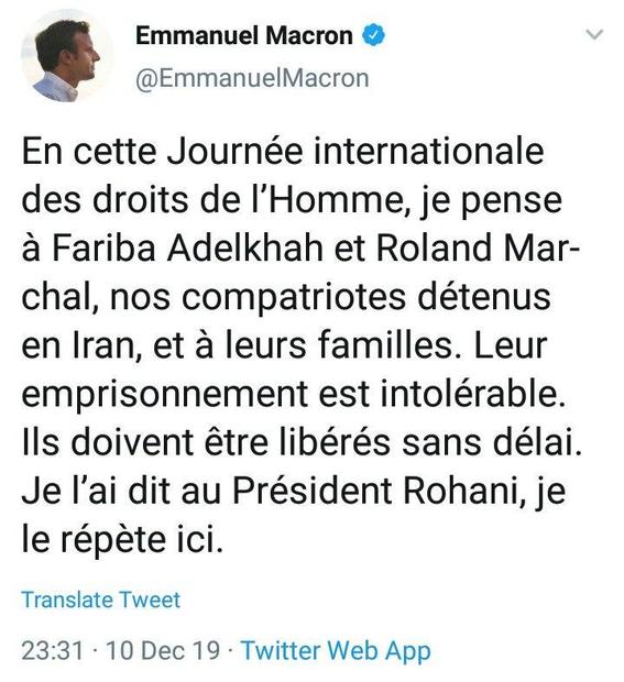 ماکرون خواستار آزادی اتباع فرانسوی بازداشتی در ایران شد
