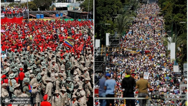 صف آرایی موافقان و مخالفان مادورو+ تصاویر