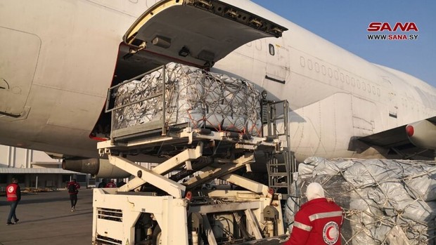 سومین هواپیمای حامل کمکهای اروپا به سوریه در دمشق به زمین نشست