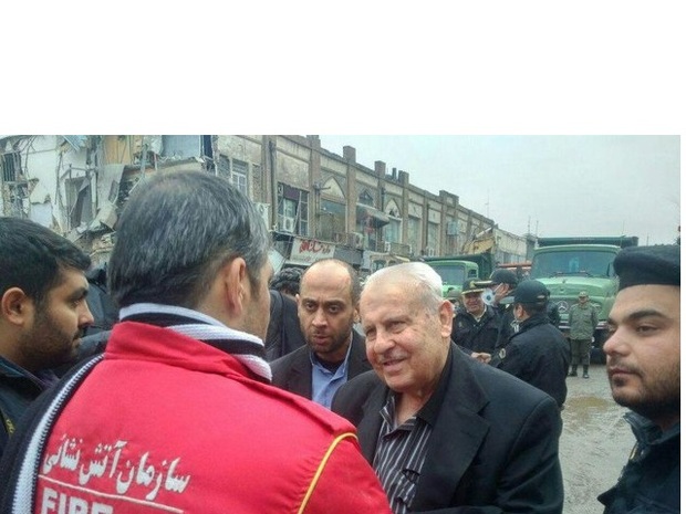 سفیر فلسطین در محل حادثه پلاسکو