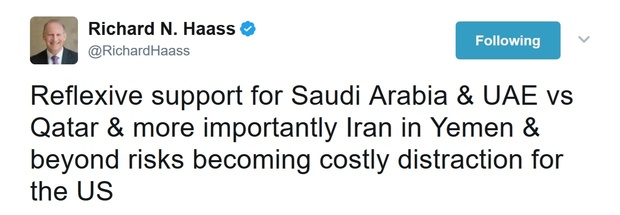 توئیت ریچارد هاس درباره تحولات اخیر قطر