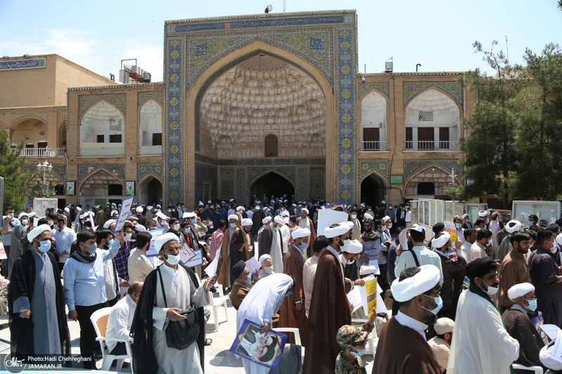 تجمع طلاب و اساتید حوزه علمیه قم در حمایت از مردم فلسطین و محکومیت حادثه تروریستی افغانستان‎