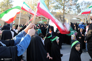 تجمع مردم خمین در حمایت از حمله موشکی و پهپادی به رژیم صهیونیستی