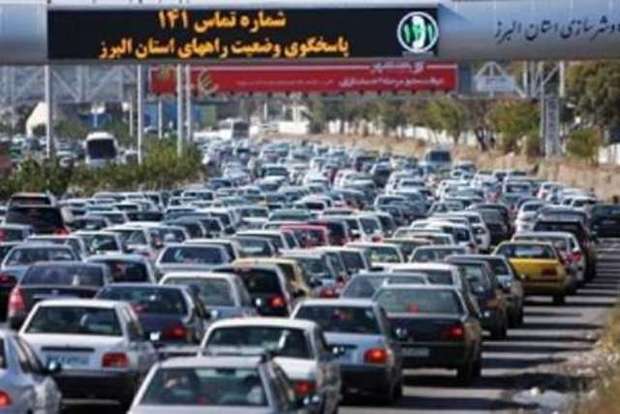 ترافیک سنگین در آزادراه تهران - کرج - قزوین و جاده کرج - چالوس