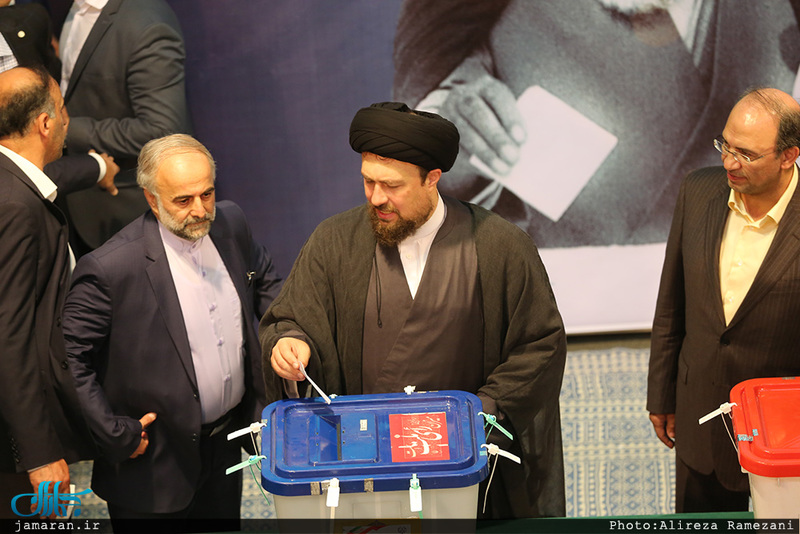 حضور سید حسن خمینی در پای صندوق رای