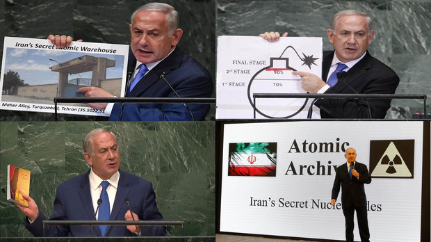 گزارشی از نمایش های مضحک نتانیاهو علیه ایران در سازمان ملل: از نمودار بمبی تا تورقوزآباد