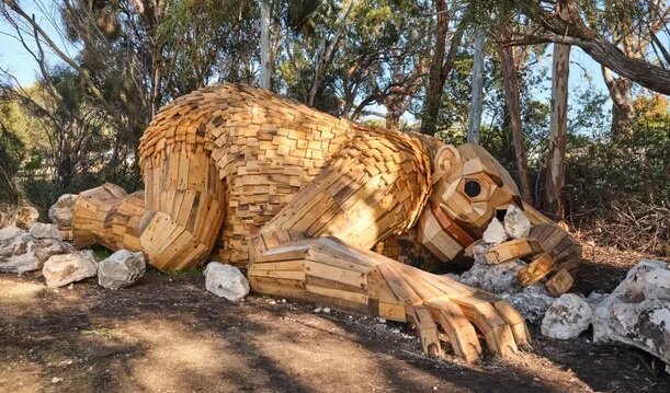 غول چوبی در آتش سوخت
