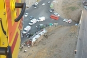 واژگونی یک اتوبوس در اتوبان کرج-قزوین