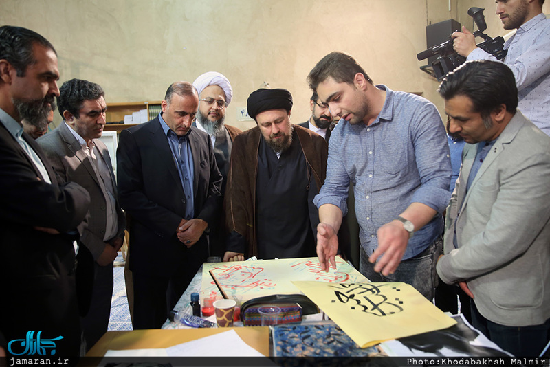 بازدید سید حسن خمینی از کارگاه هنری "یار و یادگار" در حسینیه جماران