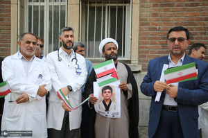 تجمع «از کربلای ایران تا کربلای غزه؛ یادمان شهدای کودک ایران و غزه» در بیمارستان امام خمینی