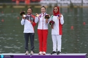 بازی های آسیایی 2022|  برنز قایقرانی بر گردن هدیه کاظمی+اهدای مدال
