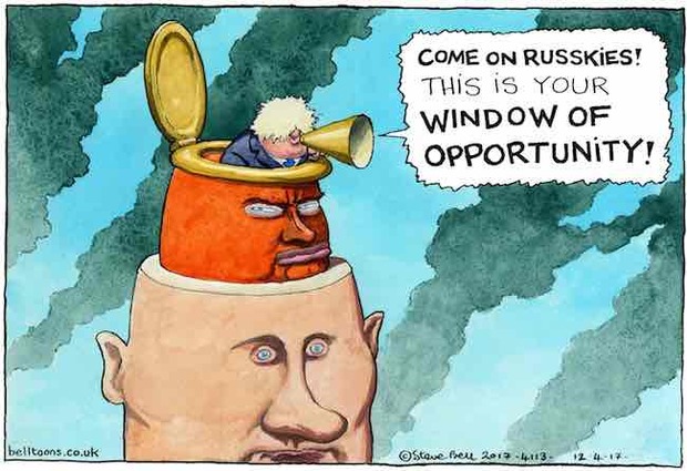کاریکاتور/ فریاد وزیر خارجه انگلیس بر سر پوتین