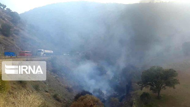 آتش گرفتن تانکر حامل سوخت در جاده مریوان - سنندج یک کشته بر جا گذاشت