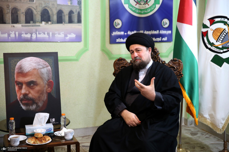 حضور سید حسن خمینی در دفتر نمایندگی جنبش مقاومت اسلامی فلسطین (حماس)