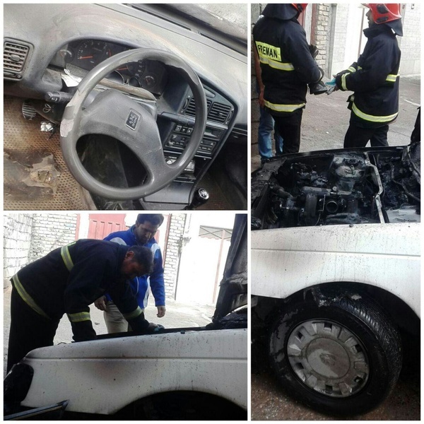 آتش‌سوزی عجیب یک دستگاه خودرو در کرمان