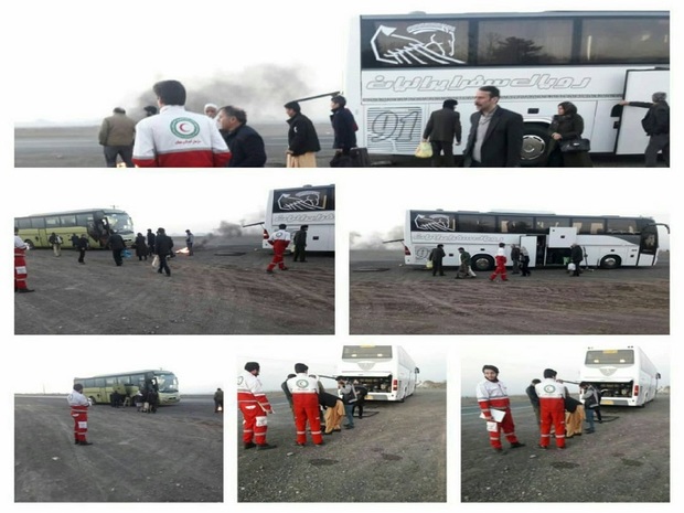 25 سرنشین اتوبوس مسافربری در جاده سبزوار امدادرسانی شدند