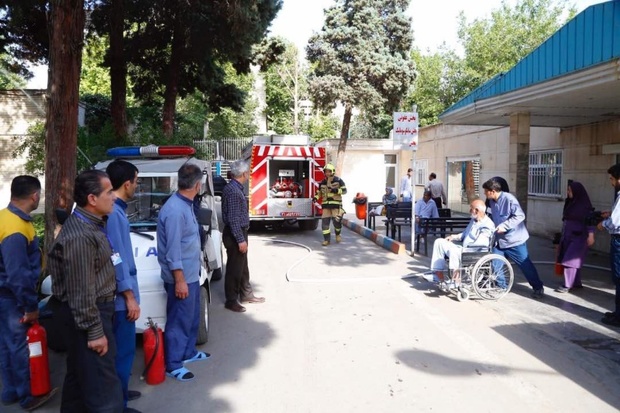 مانور آتش سوزی در بیمارستان بوعلی قزوین برگزار شد