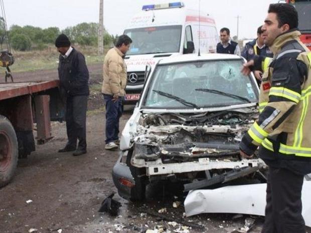 برخورد سه خودرو در قزوین یک کشته برجای گذاشت